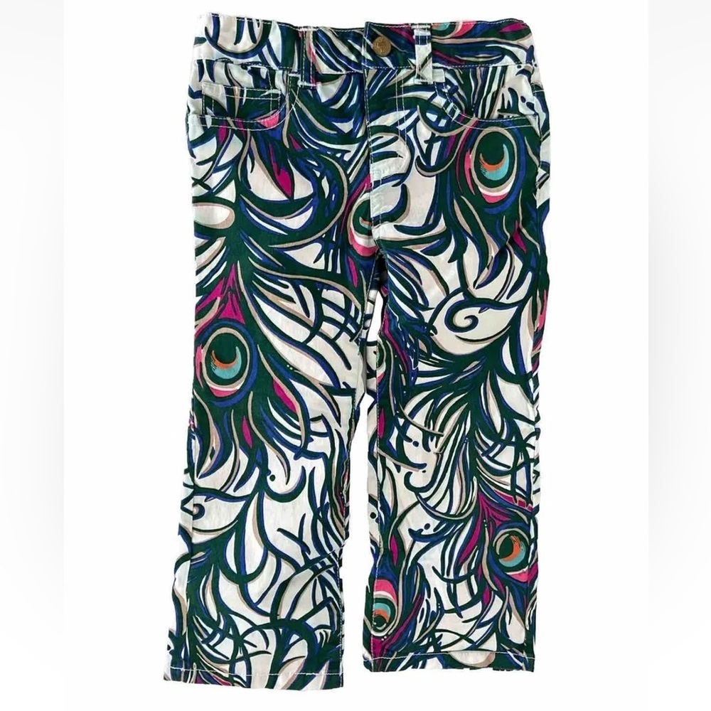 Lilly Pulitzer | Floral Pants Toddler Girls Size 4 Blue Straight Leg